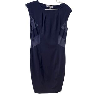 Jennifer Lopez Y2K Midnight Navy Blue Fitted Lined Slimming Mini Dress Size 8